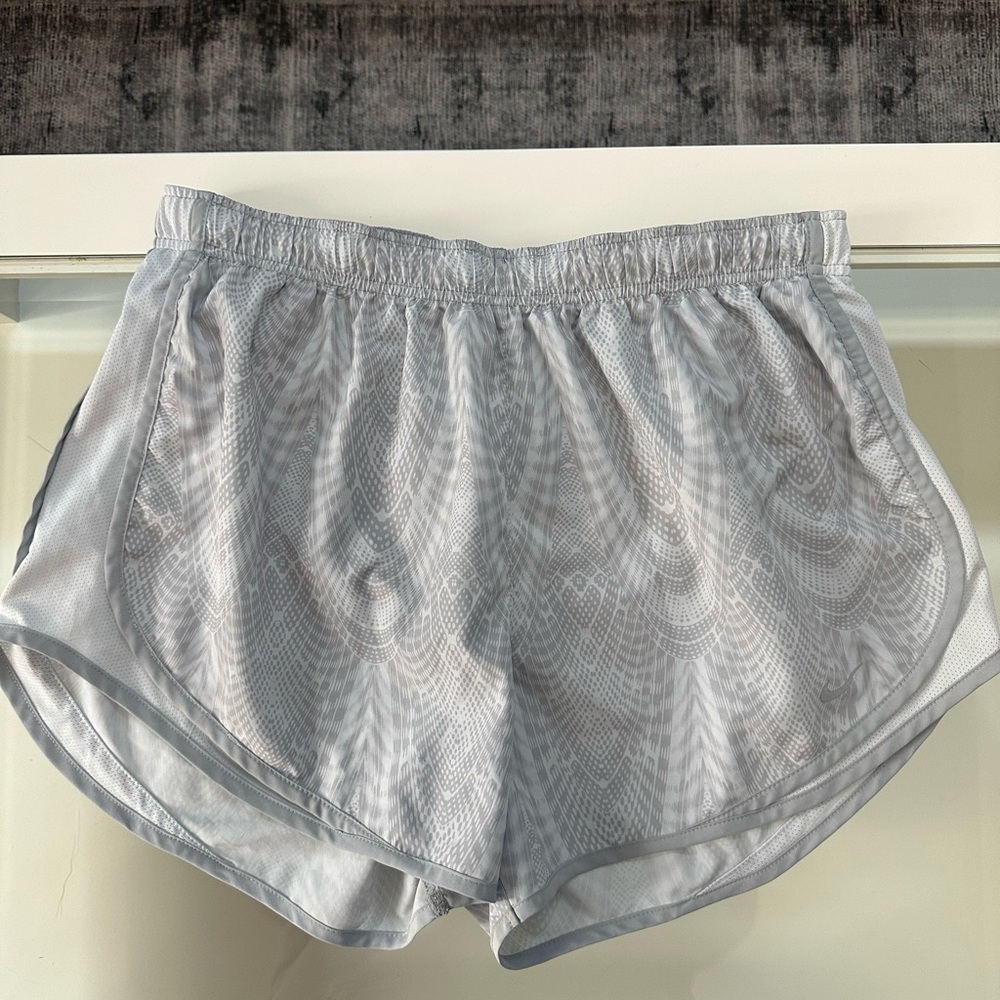 Gray and White Nike Dri-Fit Shorts
